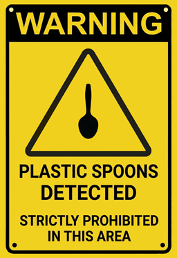Plastic Spoons Detected warning sign